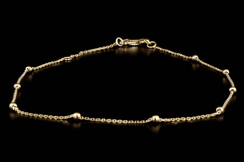14K Yellow Gold Bead Station Anklet - Queen May