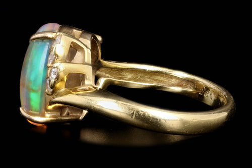 Modern 18K Yellow Gold 2.80 Carat Jelly Opal & Diamond Ring - Queen May
