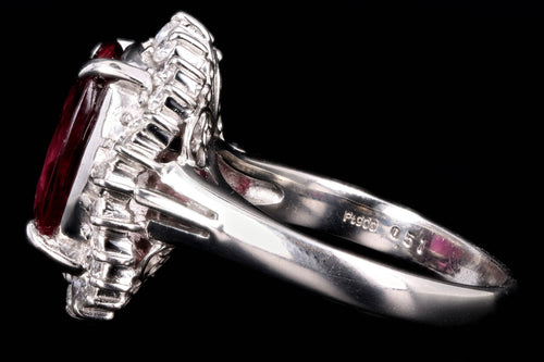Modern Platinum 3.71 Carat Pink Tourmaline & Diamond Ring - Queen May