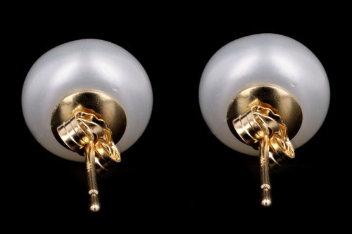 14K Yellow Gold 8-9mm Freshwater Cultured Pearl Stud Earrings - Queen May