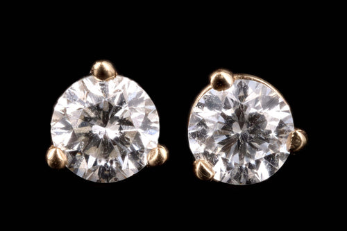 New 14K Gold .44 Carat Round Brilliant Cut Diamond Martini Stud Earrings - Queen May