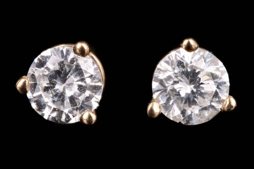 New 14K Yellow Gold .50 Carat Round Brilliant Cut Diamond Martini Stud Earrings - Queen May