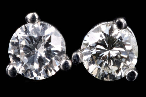 14K Gold 0.27 Carat Total Weight Round Brilliant Cut Diamond Martini Stud Earrings - Queen May