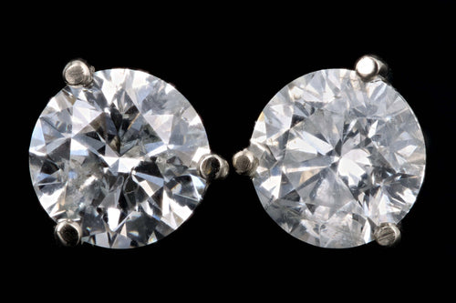 New 14K White Gold 2.06 Carat Round Brilliant Cut Diamond Martini Stud Earrings - Queen May
