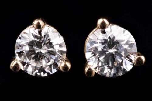 14K Gold 0.27 Carat Total Weight Round Brilliant Cut Diamond Martini Stud Earrings - Queen May