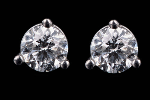 New 14K Gold .44 Carat Round Brilliant Cut Diamond Martini Stud Earrings - Queen May