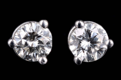 New 14K White Gold .36 Carat Round Brilliant Cut Diamond Martini Stud Earrings - Queen May
