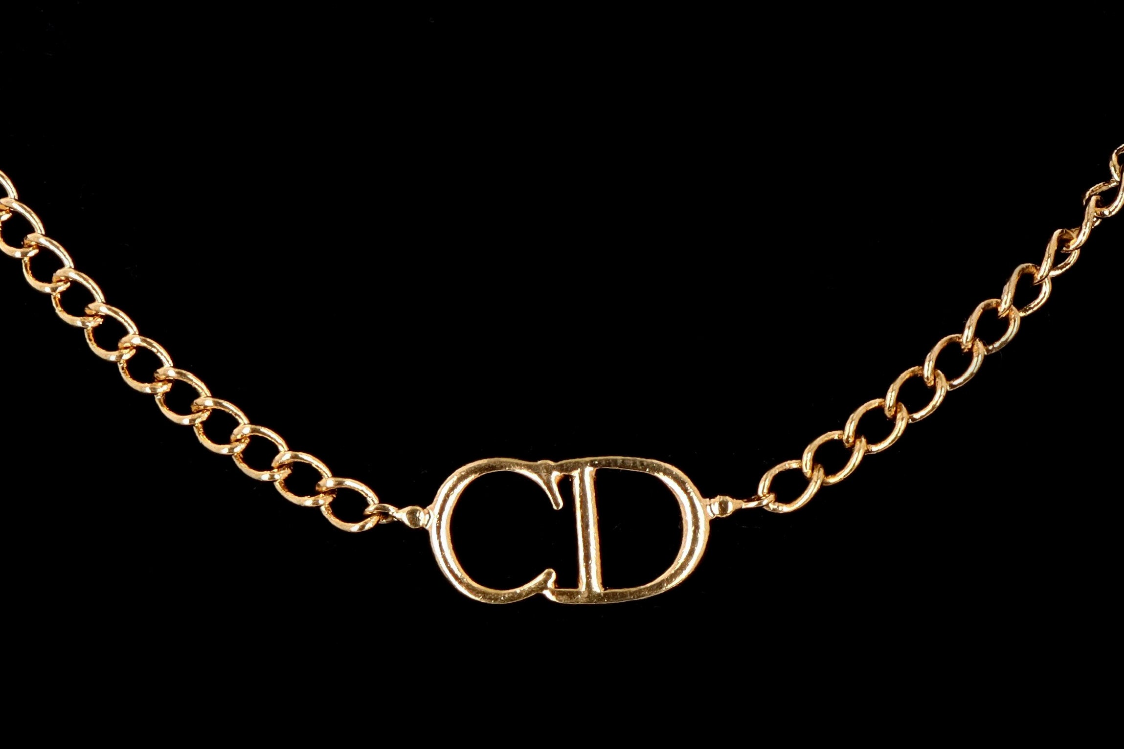 Christian Dior Vintage Gold Plated Chain Necklaces - set sale of two