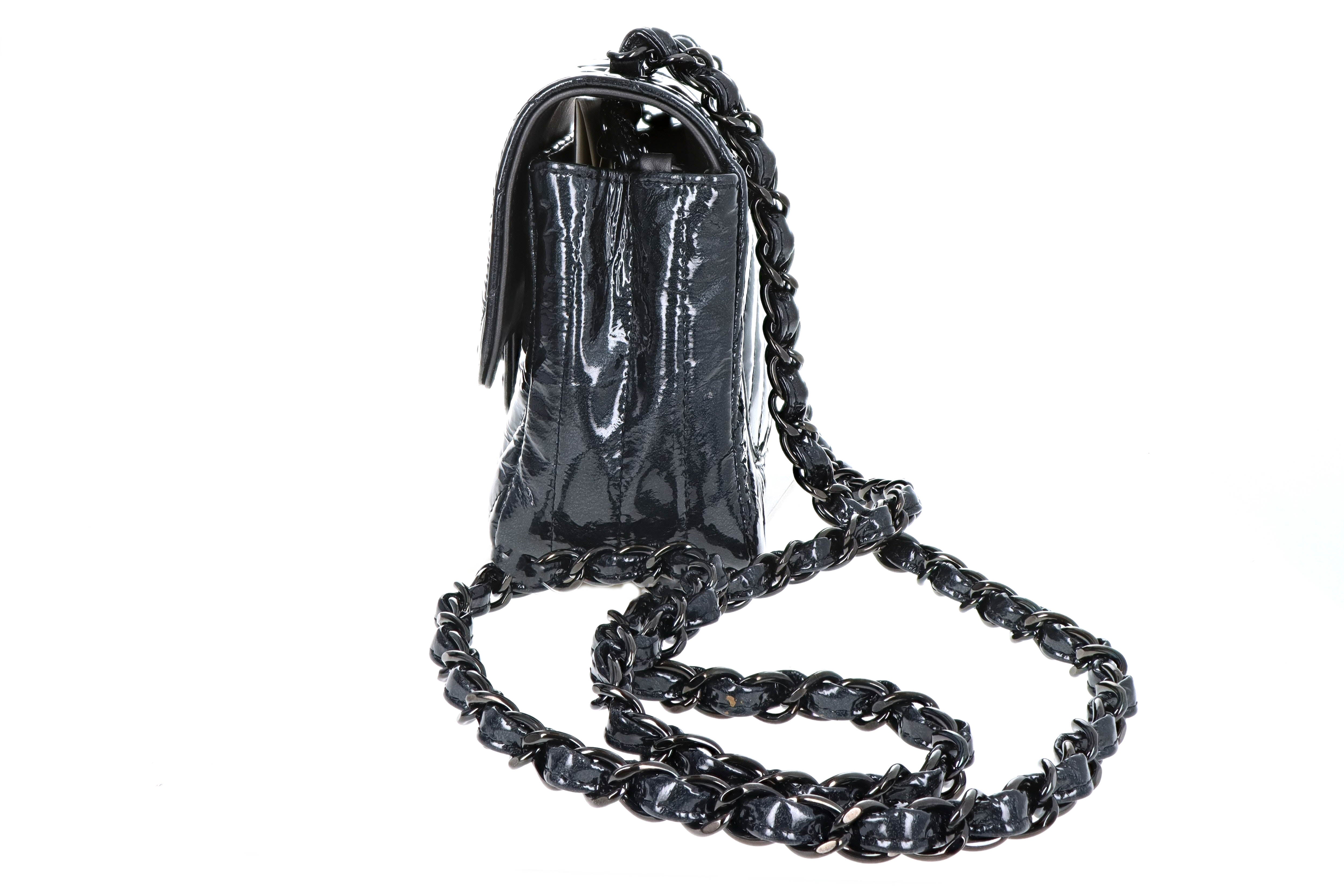 AUTH CHANEL TOP Logo CC Quilted Black Flap Patent Leather Chain Shoulder Bag  $1,169.00 - PicClick