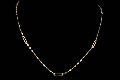 14K Yellow Gold Paperclip Station Necklace - Queen May