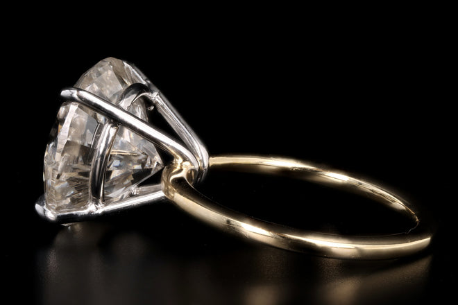 New Handmade 18K Yellow Gold & Platinum 8.08 Carat Round Brilliant Cut Diamond Engagement Ring - Queen May