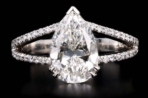 New Platinum 2.87 Carat Pear Brilliant Cut Diamond Split Shank Engagement Ring GIA Certified - Queen May