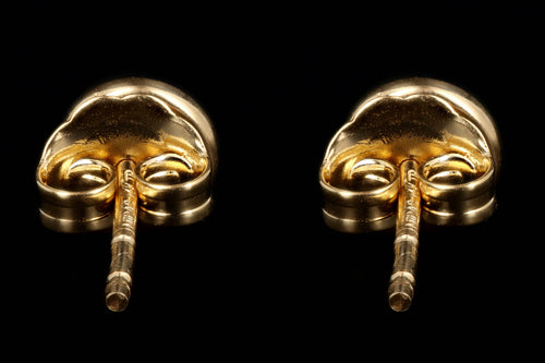 New 14K Yellow Gold Pearl Enamel Disk Stud Earrings - Queen May
