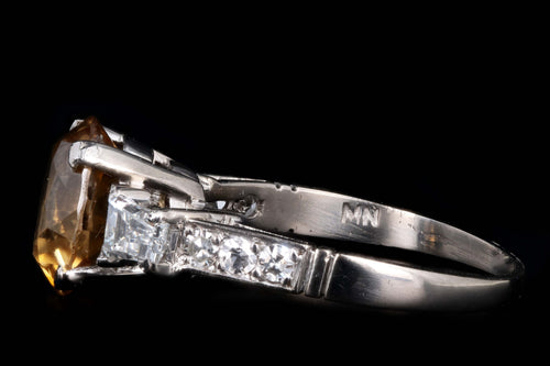 Modern 18K White Gold 4.02 Carat Oval Cut Zircon & Diamond Ring - Queen May