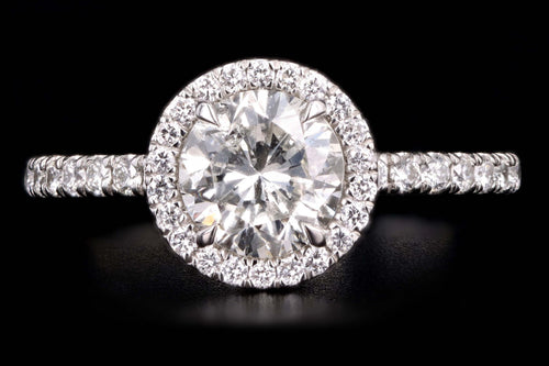 New Platinum 1.16 Carat Round Brilliant Cut Diamond Halo Engagement Ring GIA Certified - Queen May