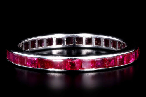 Art Deco 14K White Channel Set Gold Ruby Eternity Band Ring c.1930's - Queen May