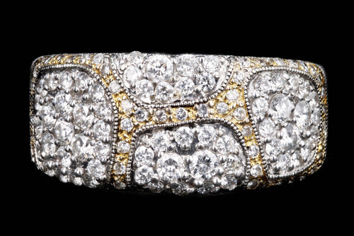 Modern 18K Gold 1 Carat Round Brilliant Cut Diamond Pave Band - Queen May