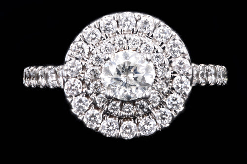 14K White Gold .35 Carat Round Brilliant Diamond Double Halo Engagement Ring - Queen May