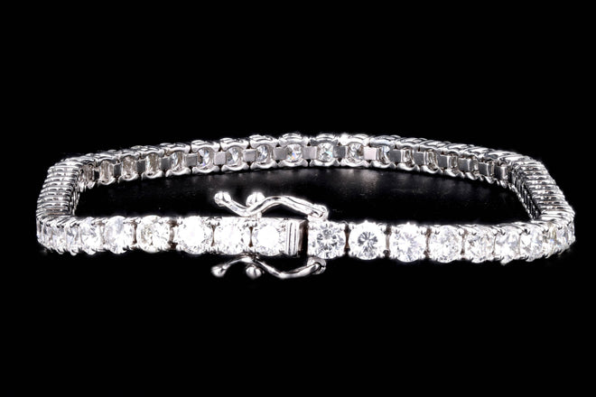 14K White Gold 6.64 Carat Round Brilliant Cut Diamond Tennis Bracelet - Queen May