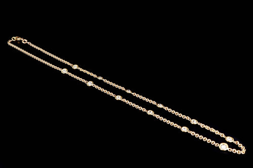 Modern 14K Yellow Gold 1.8 Carat Diamond By The Yard Necklace - Queen May