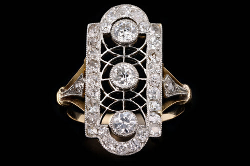 Edwardian 18K Yellow Gold & Platinum 1 Carat Old European Cut Diamond Ring - Queen May