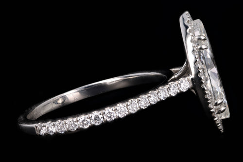 New Platinum 1.59 Carat Marquise Cut Diamond Halo Engagement Ring GIA Certified - Queen May