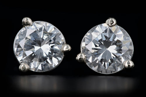 New 14K White Gold .53 Carat Total Weight Round Brilliant Diamond Martini Stud Earrings - Queen May