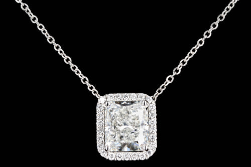 New Platinum 2.43 Carat Radiant Cut Diamond Pendant Necklace GIA Certified - Queen May