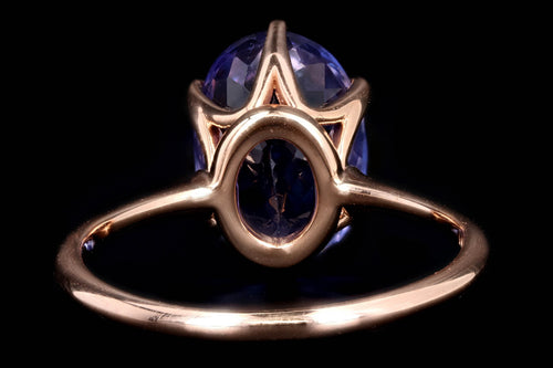 New Vintage Inspired 18K Rose Gold 4.89 Carat Oval Tanzanite Ring - Queen May