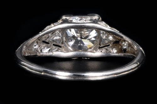 Art Deco Platinum 1.16 Old European Cut Diamond Engagement Ring - Queen May