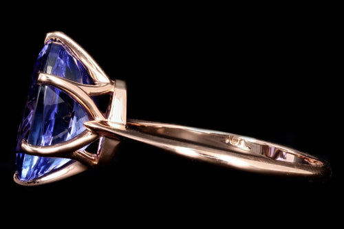 New Vintage Inspired 18K Rose Gold 5.05 Carat Oval Cut Tanzanite Ring - Queen May