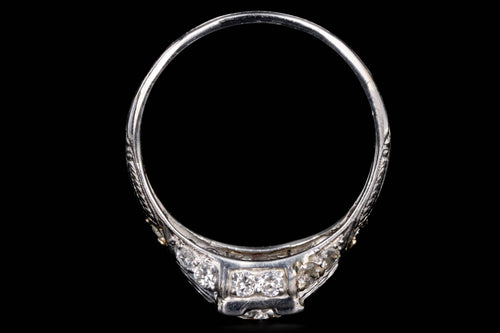 Art Deco Platinum 1.16 Old European Cut Diamond Engagement Ring - Queen May