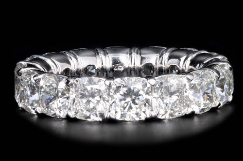 New Platinum 8.24 Carat Cushion Cut Diamond Eternity Band GIA Certified - Queen May