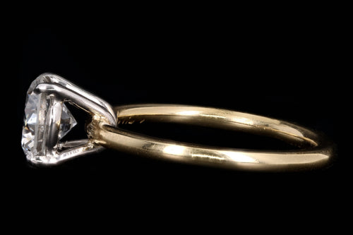 New Handmade 18K Yellow Gold & Platinum 1.40 Carat Round Brilliant Diamond Engagement Ring GIA Certified - Queen May
