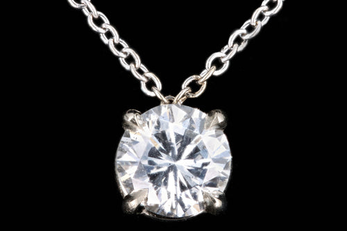 New 14K White Gold .72 Carat Round Brilliant Diamond Pendant Necklace - Queen May