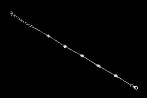 New 14K White Gold .48 Carat Diamond By The Yard Bracelet - Queen May