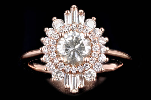 New 14K Rose Gold .81 Carat Round Brilliant Diamond Engagement Ring - Queen May