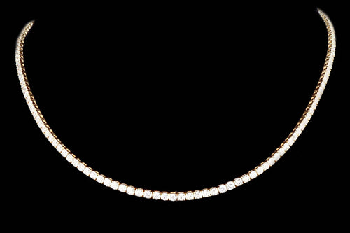 New 14K Yellow Gold 6.57 Carat Round Brilliant Cut Diamond Choker Necklace - Queen May