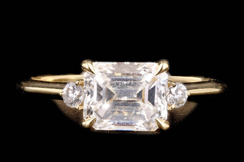 New 18K Yellow Gold 1.77 Carat Emerald Cut Diamond Engagement Ring GIA Certified - Queen May