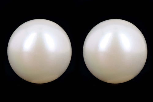 Modern 14K Yellow Gold 8mm Cultured Pearl Stud Earrings - Queen May