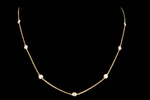 New 14K Yellow Gold .99 Carat Diamond By The Yard Necklace - Queen May