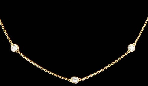 New 14K Yellow Gold .99 Carat Diamond By The Yard Necklace - Queen May