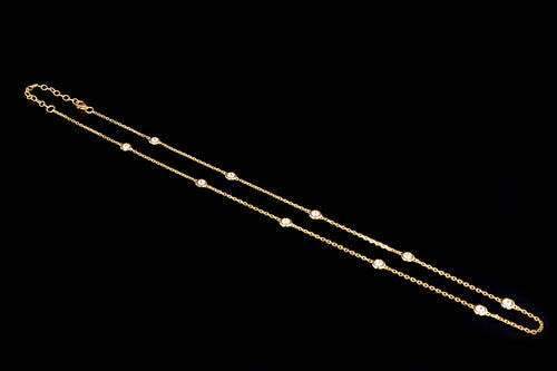 New 14K Yellow Gold .99 Carat Diamond By The Yard Necklace - Queen May