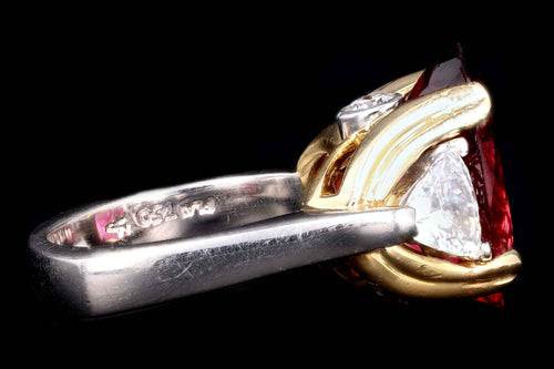 Modern Platinum & 18K Yellow Gold 7.54 Carat Rubellite Tourmaline Ring - Queen May