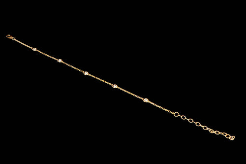 New 14K Yellow Gold .50 Carat Diamond By The Yard Bracelet - Queen May