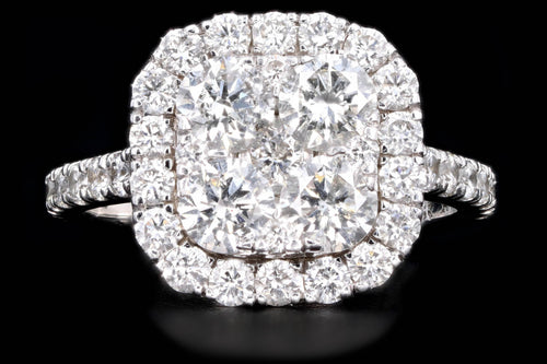 Modern 14K White Gold 2 Carat Round Brilliant Cut Diamond Cluster Ring - Queen May