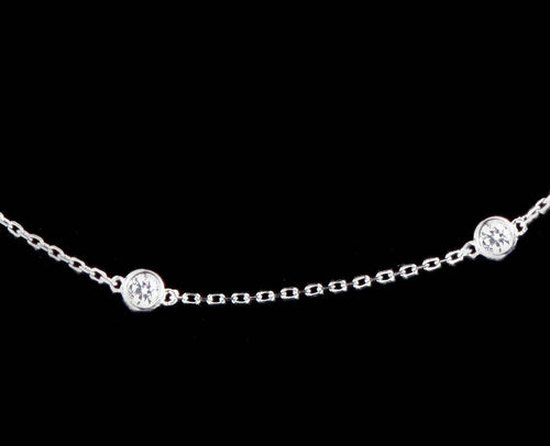 New 14K White Gold .97 Carat Diamond By The Yard Necklace - Queen May
