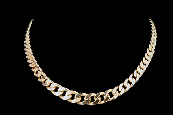 18K Yellow Gold Graduated Curb Link Chain Necklace - Queen May