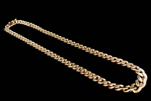 18K Yellow Gold Graduated Curb Link Chain Necklace - Queen May