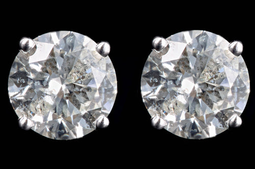 New 14K White Gold 1.80 Carat Round Brilliant Diamond Stud Earrings - Queen May